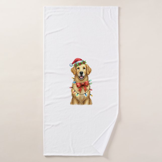 Coquette Chien retrieur d'or Mignonne Noël de Bow  (Serviette de bain)