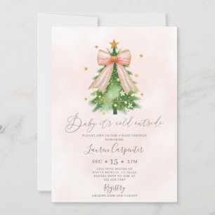 Coquette Christmas Baby Shower Girl Einladung