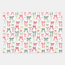 Coquette Christmas Bows Wrapping Paper Red & Green Geschenkpapier Set