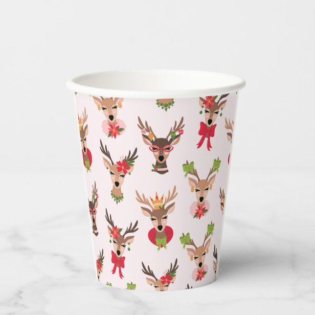 Coquette Christmas Preppy Rentier Pappbecher (Vorderseite)