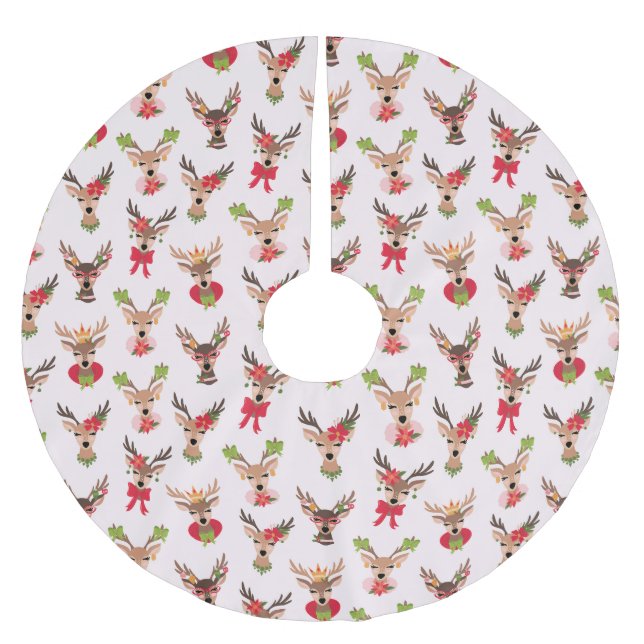 Coquette Christmas Preppy Rentier Polyester Weihnachtsbaumdecke (Vorderseite)