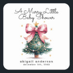 Coquette Christmas Tree Bow Baby Shower Quadratischer Aufkleber<br><div class="desc">schönes Coquetdesign</div>