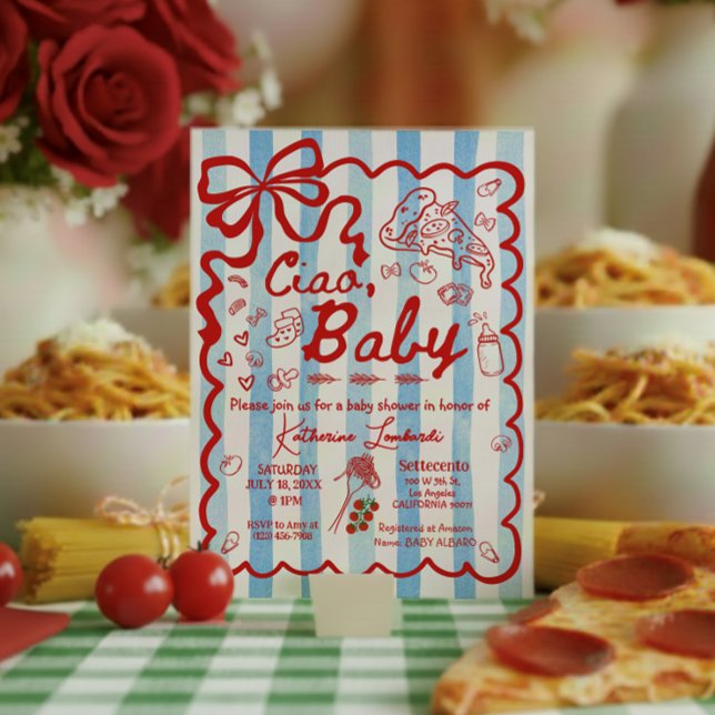 Coquette Ciao Baby Blue Italian Theme Einladung (Von Creator hochgeladen)