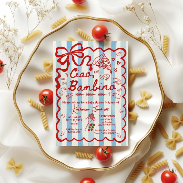 Coquette Ciao Bambino Blue Italian Theme Invitatio Einladung (Von Creator hochgeladen)