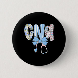 Coquette Cna Nurse Blue Floral Stethoscope Bow Cut Button