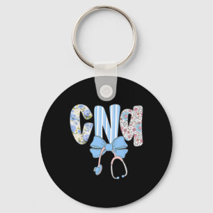 Coquette Cna Nurse Blue Floral Stethoscope Bow Cut Schlüsselanhänger