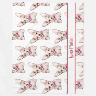 Coquette Corgi Costumizable-Name Fleecedecke