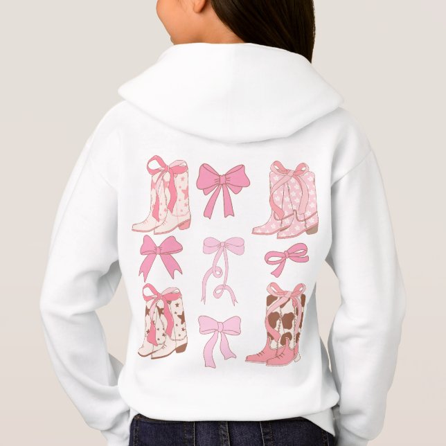Coquette Cowgirl ästhetische rosa Bug Stiefel weic Hoodie (Rückseite)