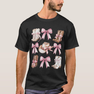 Coquette Cowgirl Stiefel mit rosa Bögen Ästhetik T-Shirt