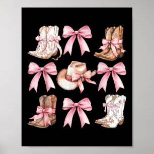 Coquette Cowgirl Stiefel mit rosa Bögen Ästhetik Y Poster