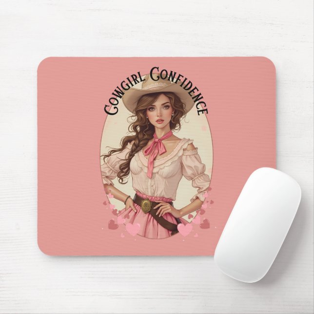 Coquette Cowgirl Western Fashion Portrait Mousepad (Mit Mouse)