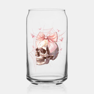 Coquette Crâne rose Pâle de verre personnalisé Can