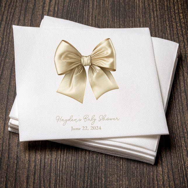 Coquette Cream Bow Personalisiert Napkin Serviette (Von Creator hochgeladen)