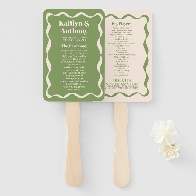 Coquette Curvy Ribbon Retro Hochzeitsprogramm Fächer (Vorne und Hinten)