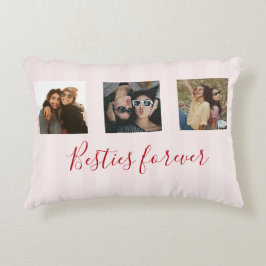 coquette Custom Besties Photos Collage Pink Stripe Dekokissen