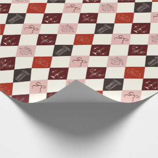 Coquette Dark Academia Argyle & Skizzenmuster Geschenkpapier