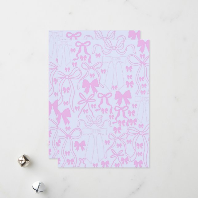 Coquette Einladungen Rosa Bow Baby Dusche Rosa Bow (Vorderseite/Rückseite Beispiel)