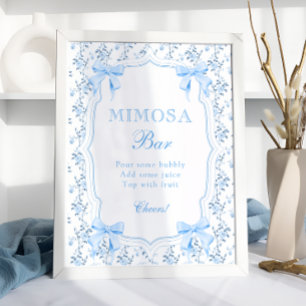 Coquette Elegant Blaue Schleife Mimosa-Bar-Plakat Poster