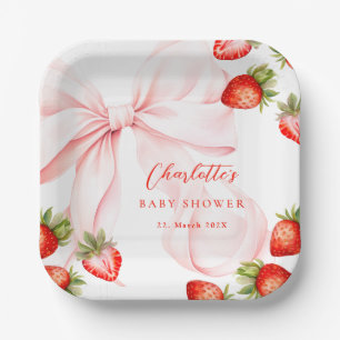 Coquette Erdbeer-Baby-Party Pappteller