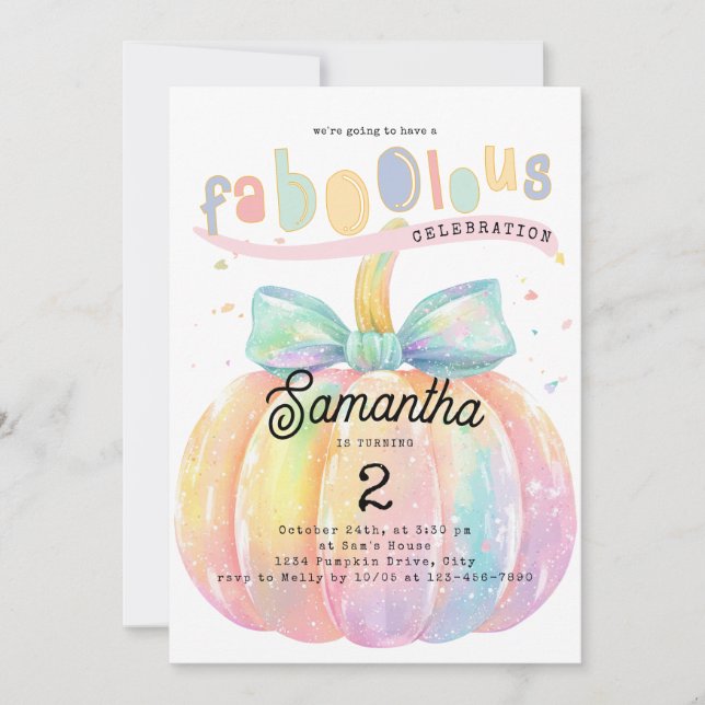 Coquette Fall Pumpkin jedes Alter Mädchen Geburtst Einladung (Vorderseite)