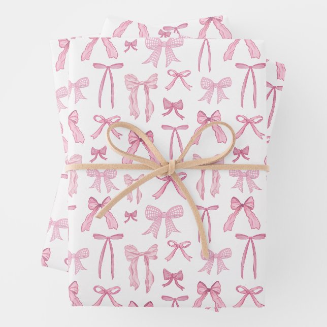 Coquette Feminine Pink Bows & Ribbons Geschenkpapier Set (Beispiel)