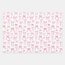 Coquette Feminine Pink Bows & Ribbons Geschenkpapier Set