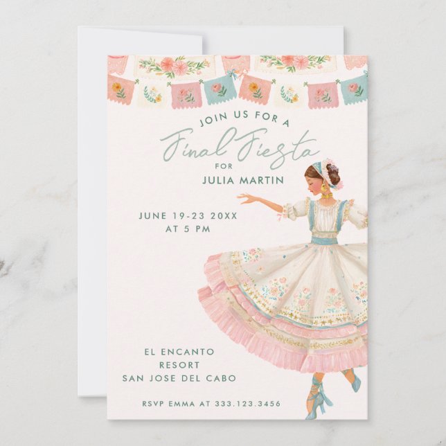 Coquette Final Fiesta Bachelorette Invitation (Devant)
