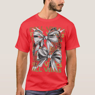 Coquette Floral Fall Vibes Autumn retro bow T-Shirt