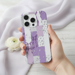 Coquette Floral Patchwork Quilt Spring Flowers Bow iPhone 15 Pro Hülle