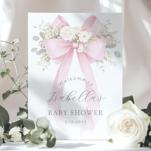 Coquette Floral Rosa Schleife Baby Mädchen Shower Poster