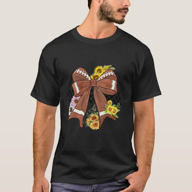 Coquette Football Mama Ästhetische Bow Liebe Game  T-Shirt (Vorderseite)