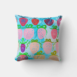 Coquette Fraise Aquarelle Filles Coussin de chambr