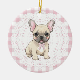 Coquette Französische Bulldogge Hund Kunst Rosa Gi Keramik Ornament