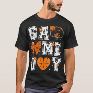Coquette Game Day Basketball Mama Basketball S T-Shirt
