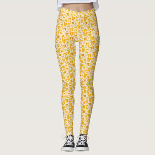 Coquette Gelbe Bögen Handgezeichnetes Muster Leggings