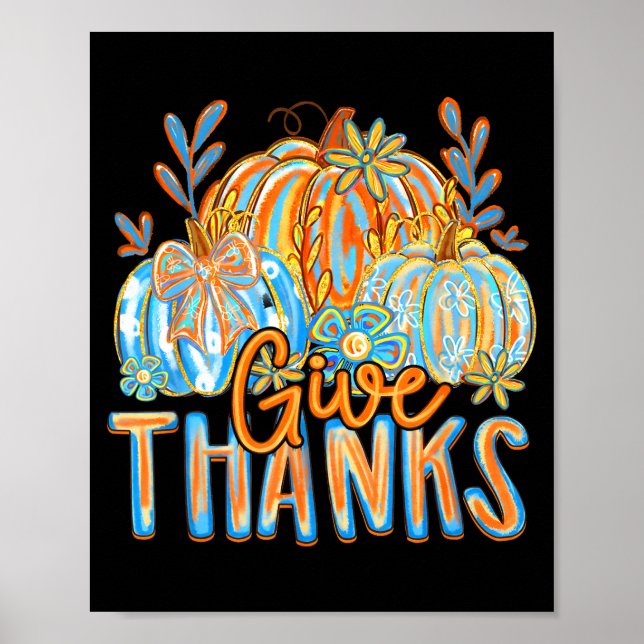 Coquette Give Thanks Christian Thanksgiving Floral Poster (Vorne)