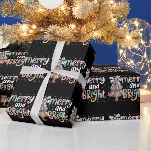 Coquette Glitzer Weihnachtsbaum Merry and Bright Geschenkpapier (Feiertage)
