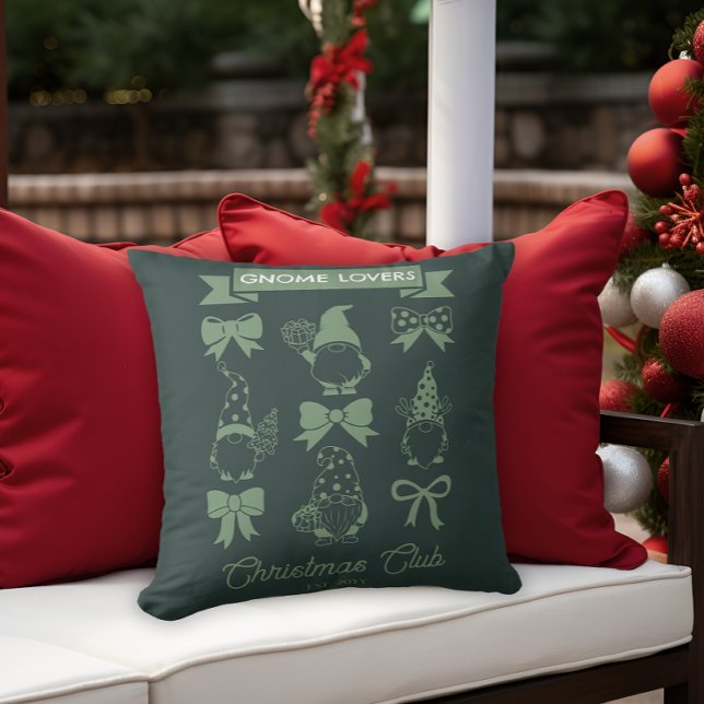 Coquette Gnome Lovers - The Restaurant | Green Kissen (Coquette Gnome Lovers Christmas Club Sage | Dk Green Throw Pillow)