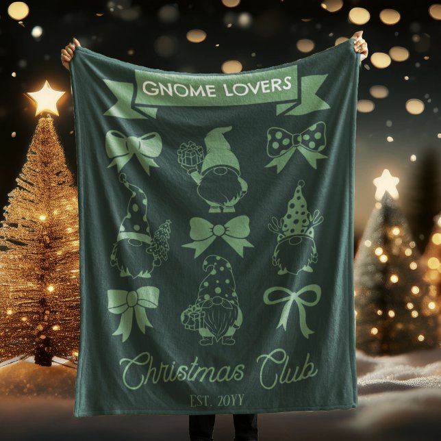 Coquette Gnome Lovers - The Restaurant | Weiß Fleecedecke (Coquette Gnome Lovers Christmas Club Dark Green | Sage Green Fleece Blanket)