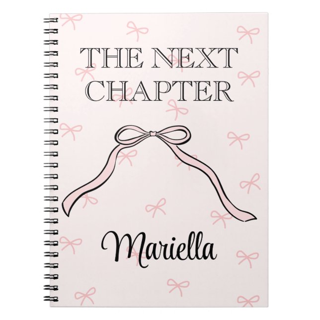 Coquette Graduate Personalized Pink Bow Diary Notizblock (Vorderseite)