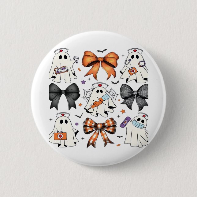 Coquette Halloween Ghost Nurse Klassischer T - Shi Button (Vorderseite)