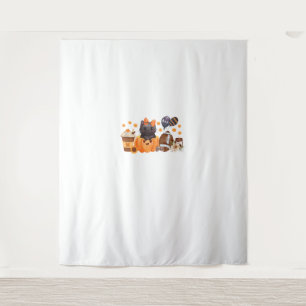 Coquette Halloween Niedlich Cat Pumpkin Football F Wandteppich