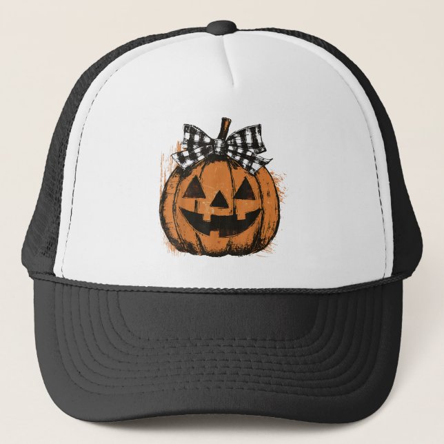 Coquette Halloween Sweater, Retro Pumpkin Patch Truckerkappe (Vorderseite)
