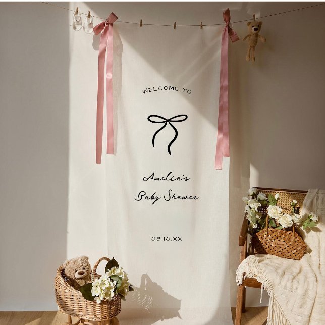 coquette hand drawn baby shower banner (Von Creator hochgeladen)
