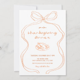 Coquette Hand Drawn Erntedank Abendessen Einladung