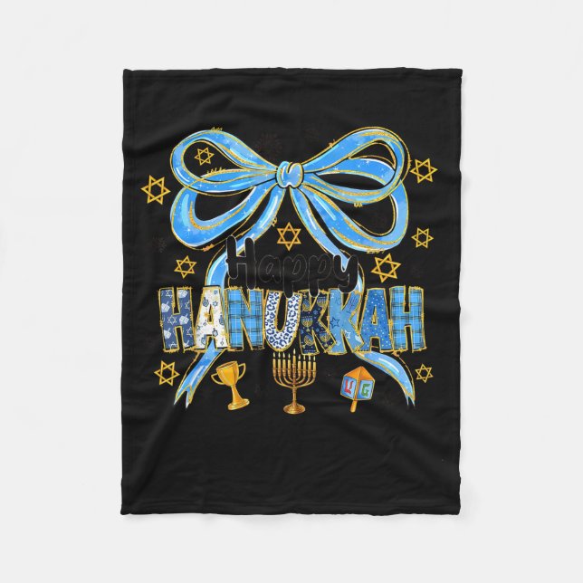 Coquette Hanukkah Bow Jewish Bow Menorah Bow Women Fleecedecke (Vorderseite)