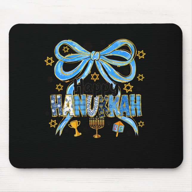 Coquette Hanukkah Bow Jewish Bow Menorah Bow Women Mousepad (Vorne)