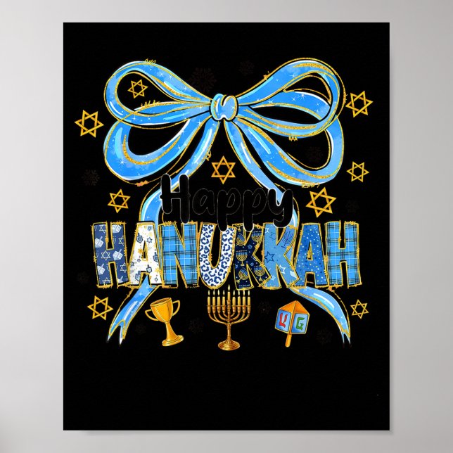 Coquette Hanukkah Bow Jewish Bow Menorah Bow Women Poster (Vorne)