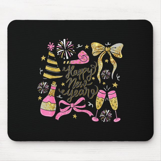 Coquette Happy New Year 2026 Champagne New Year's  Mousepad (Vorne)
