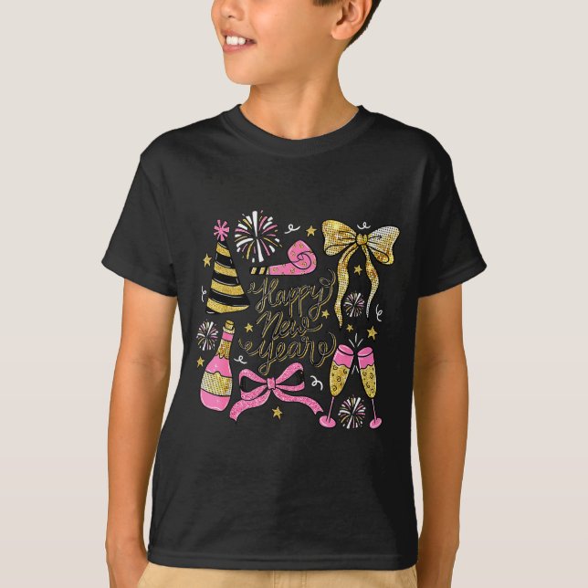 Coquette Happy New Year 2026 Champagne New Year's  T-Shirt (Vorderseite)